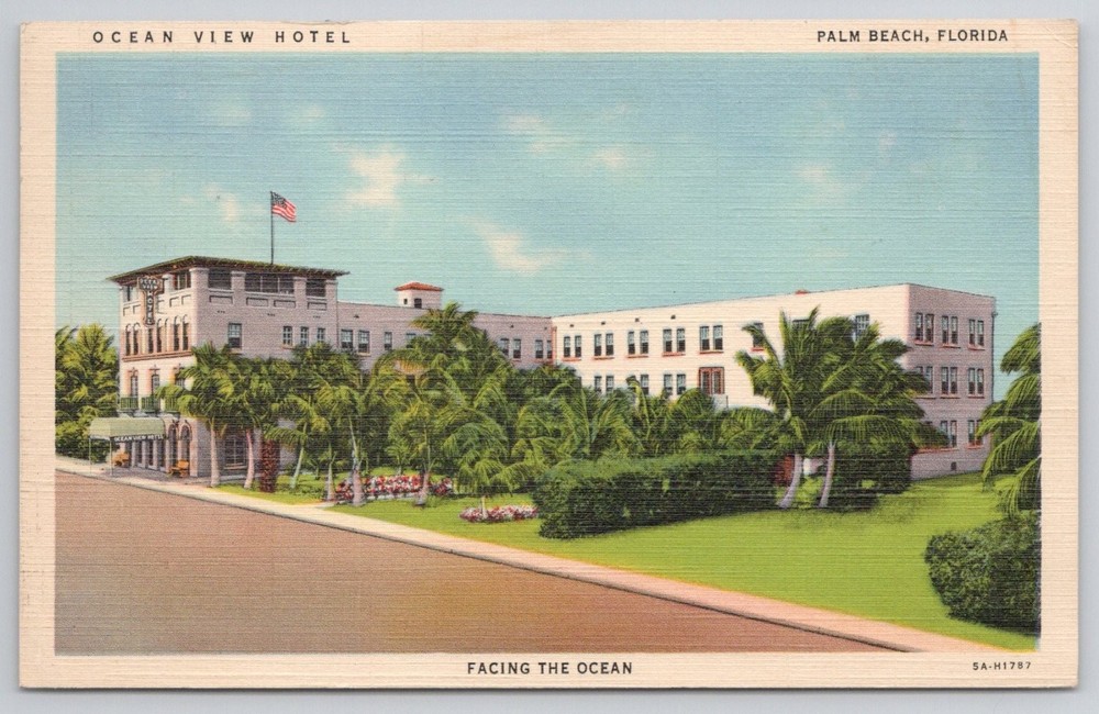 Ocean View Hotel Palm Beach, Florida 1949 Linen Postcard Curteich
