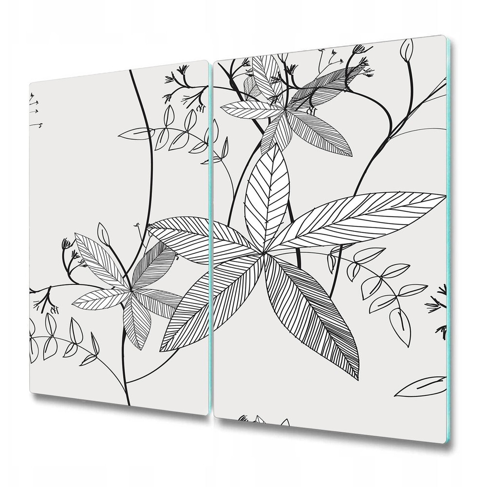Serving Chopping Board Floral in doodle style Simple black & white Outlines