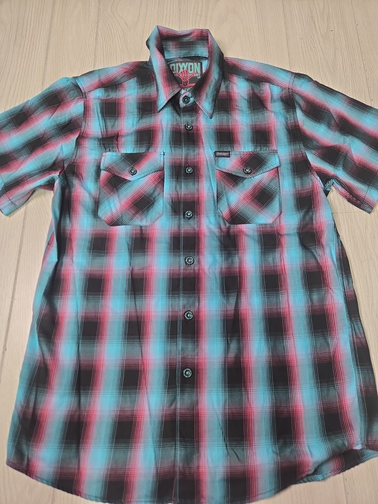 Dixxon Shirt Men’s Medium Button Up Flannel Shreddy Plaid Dlux Short Sleeve READ