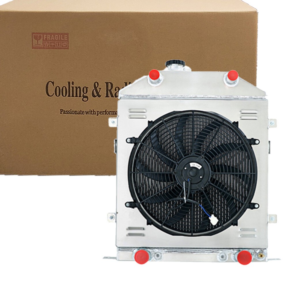 4 Core Radiator+Shroud Fan Fit 42 43 44 45 46 47 48 Flathead Ford Coupe 3.7 3.9L