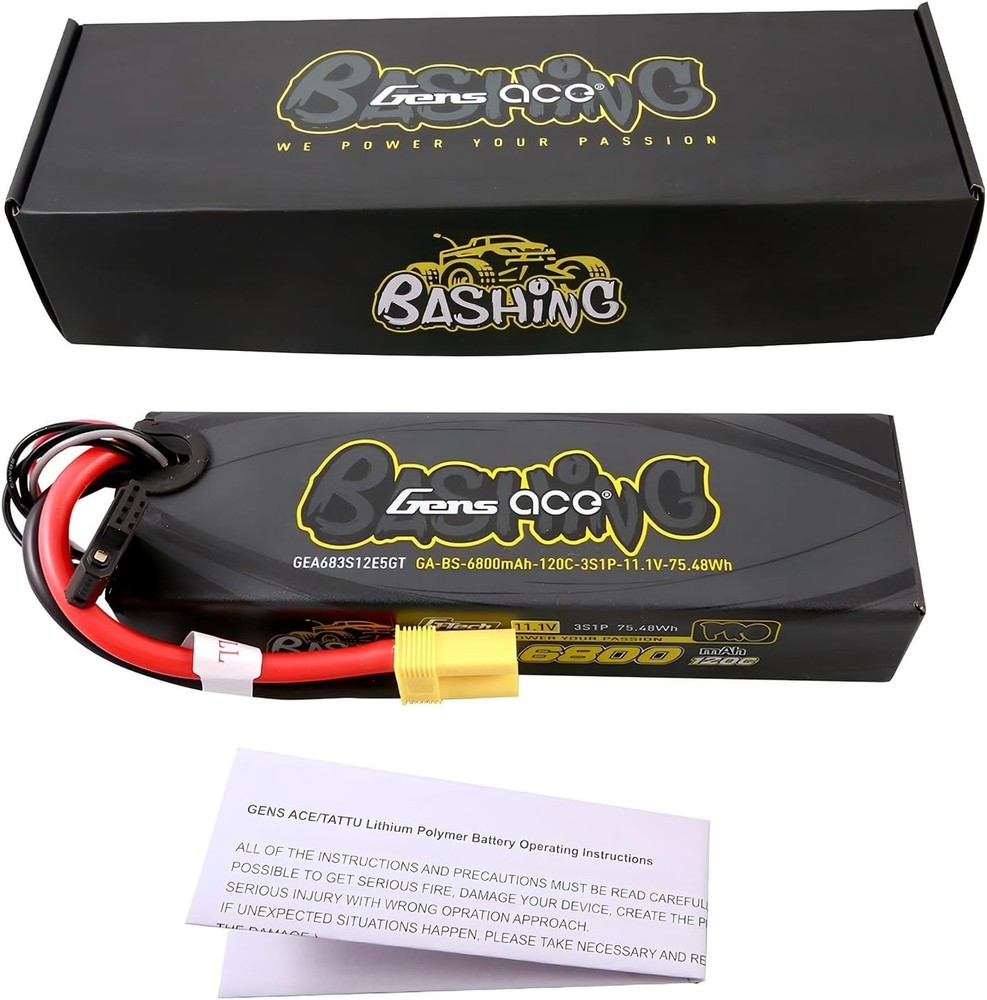 Gens Ace G-Tech 6800mAh 11.1V 120C 3S Lipo Battery EC5 For Arrma 1/8 RC Car-image