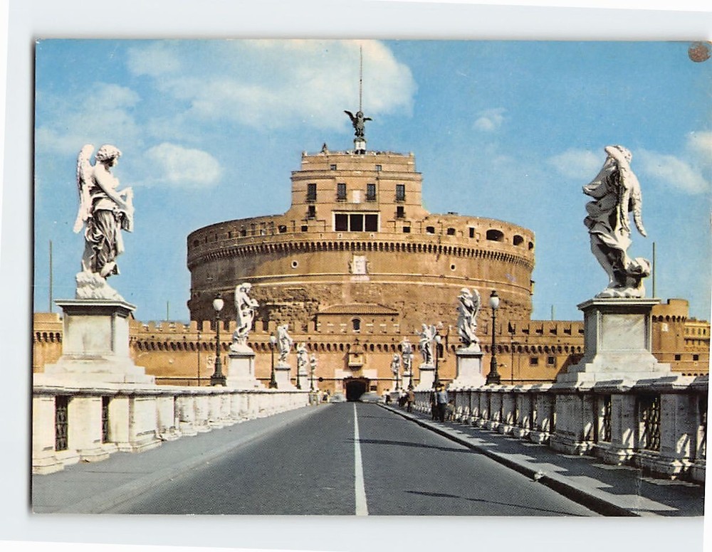 Postcard Sant Angelo Bridge and Castle Rome Italy