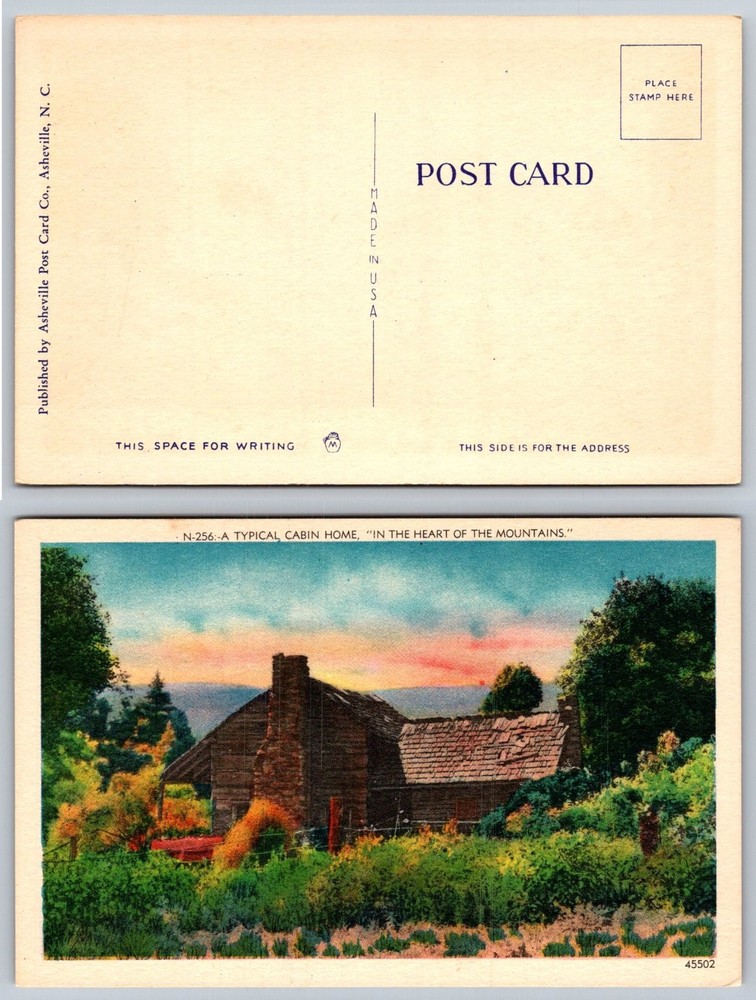 Vintage Linen Postcard: NC Mountain Cabin Home, Asheville Post Card Co.