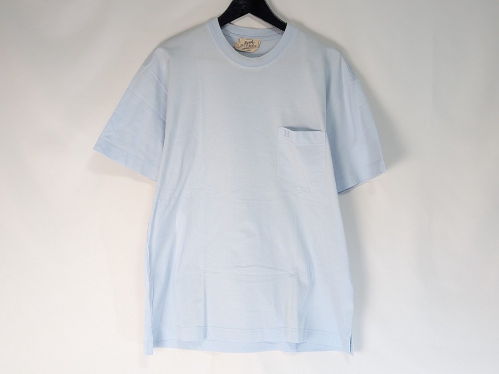 M377 HERMES Short Sleeve T-Shirt Light Blue Authentic