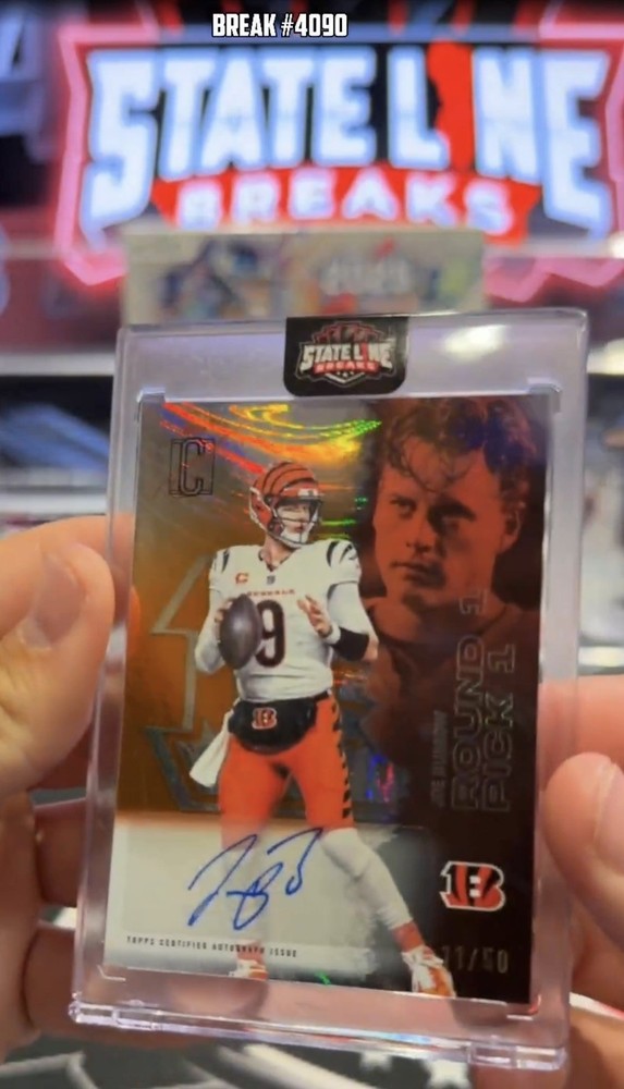 Topps 2025 Signature Class Round 1 Pick 1 Joe Burrow Orange Lava #13 Auto /50