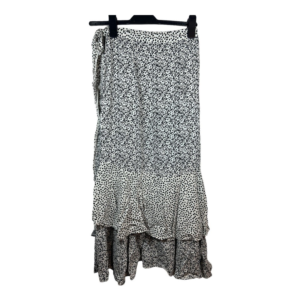 Oliver Bonas Black Floral Viscose Maxi Skirt UK 8 Long Elegant Style