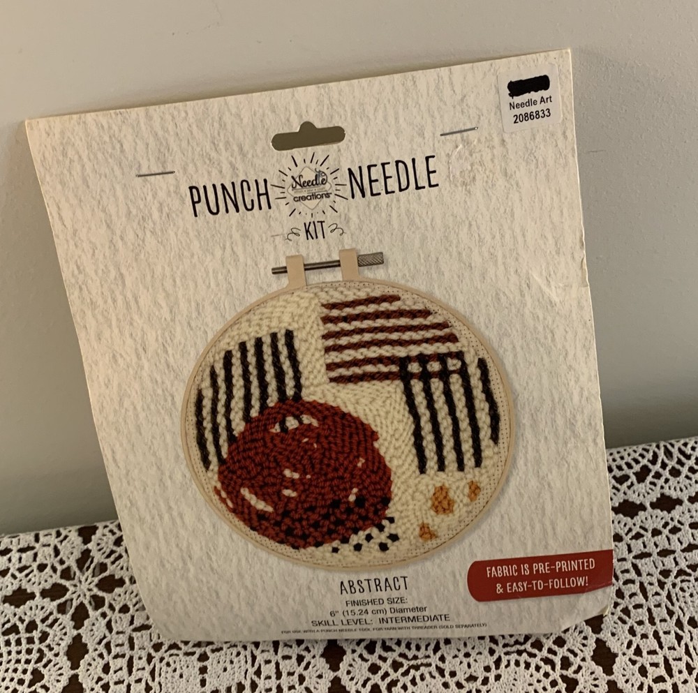 Punch Needle Kit for Abstract Intermediate Level Hoop Frame Art-image