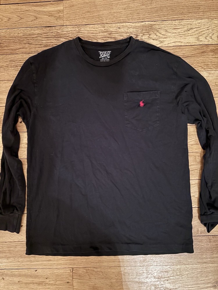 Polo Ralph Lauren Black Cotton Logo Crew Neck Long Sleeve Men's T-Shirt