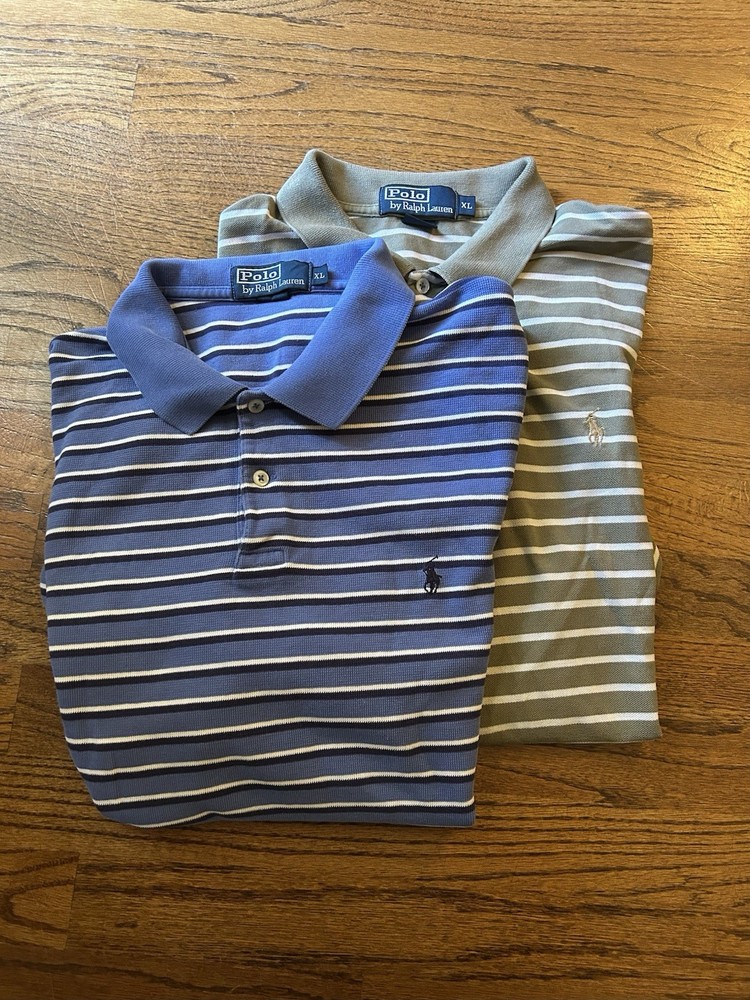 Men’s Large Polo Ralph Lauren Collared Shirts Short Sleeve Embroidered Lot Of 2
