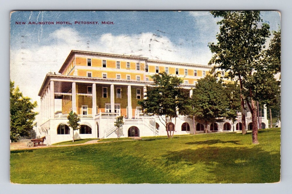 Petoskey MI- Michigan, New Arlington Hotel, Advertisement Vintage c1912 Postcard