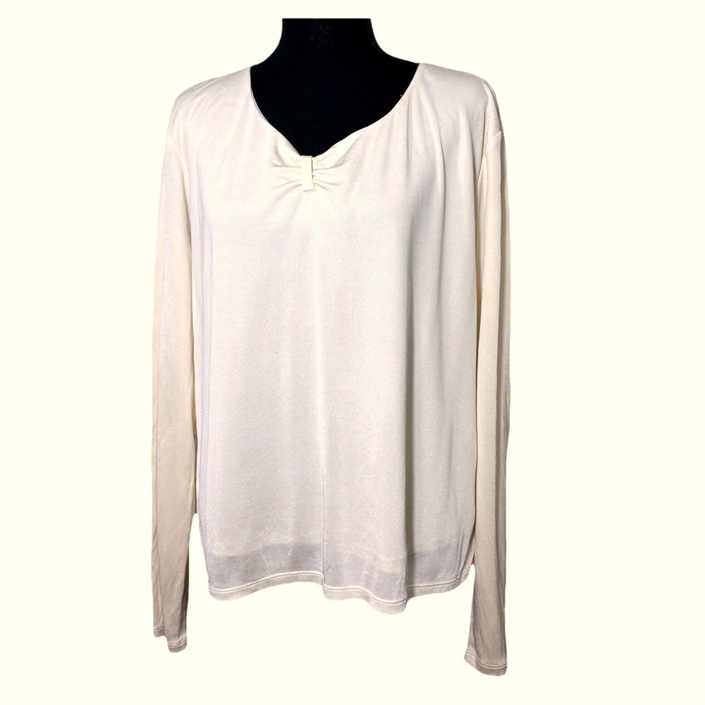 Vintage Cream Pendleton Silk Long Sleeve Blouse Top XL Minimalist Quiet Luxury