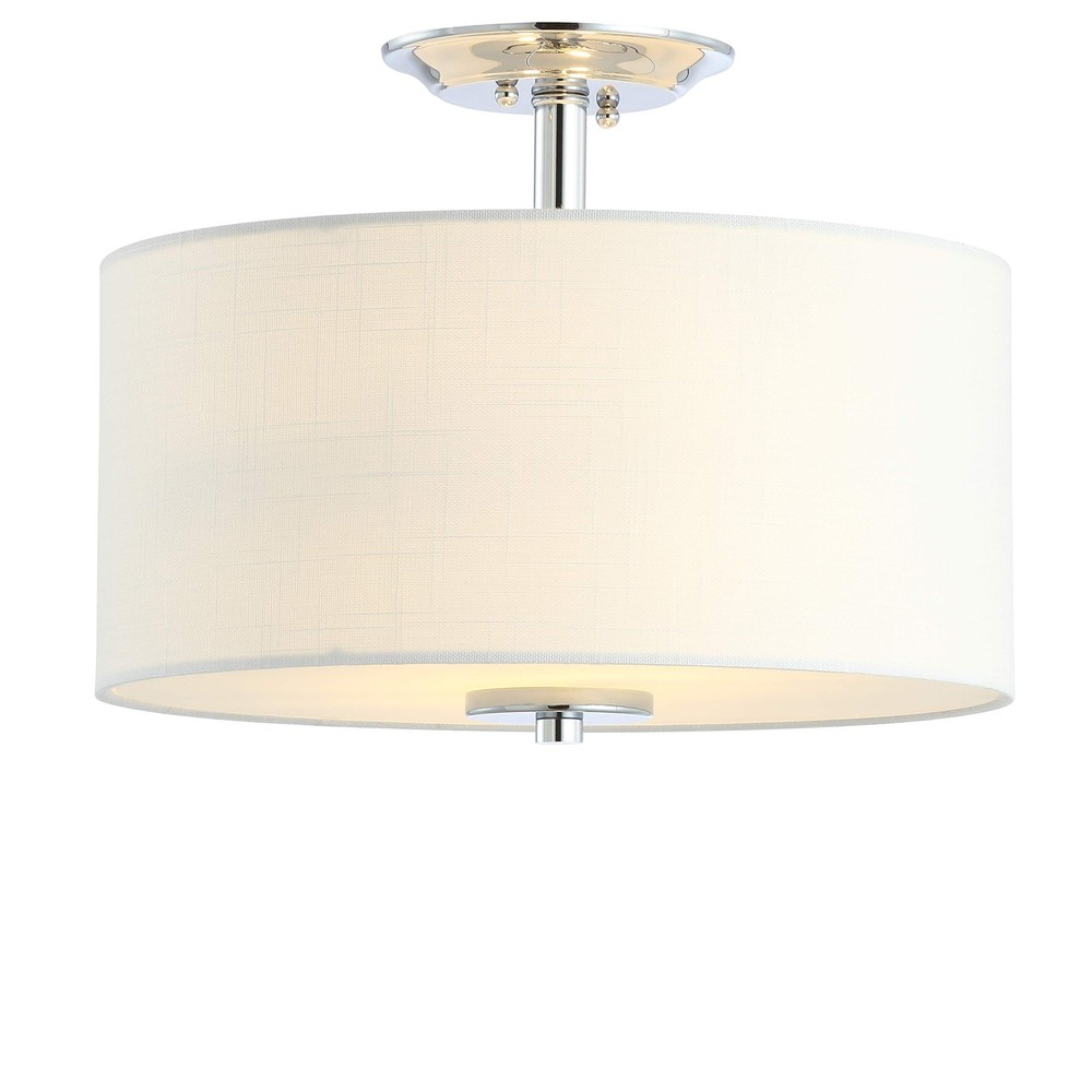 Jonathan Y JYL903B 15-Inch Dimmable LED Semi-Flush Mount in Metal & Linen