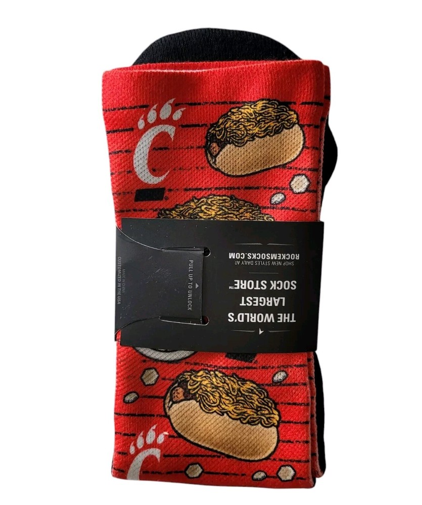Unisex Rock Em Socks Cincinnati Bearcats Chili Cheese Crew Socks Fitted Stretch