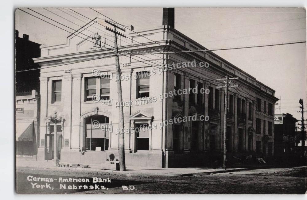 York, Nebraska-German American Bank Bldg-1915-RPPC Real Photo Postcard