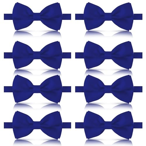 Elegant Pre-Tied Adjustable Cyan Blue Bow Tie Set for Men - 8 Pieces