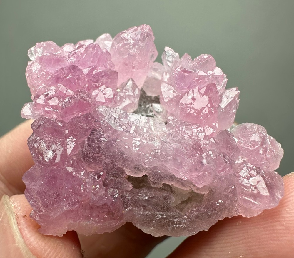 71 Ct. Full Terminated Ultra Rare! Lustrous Rose Quartz Crystals Cluster @Afg