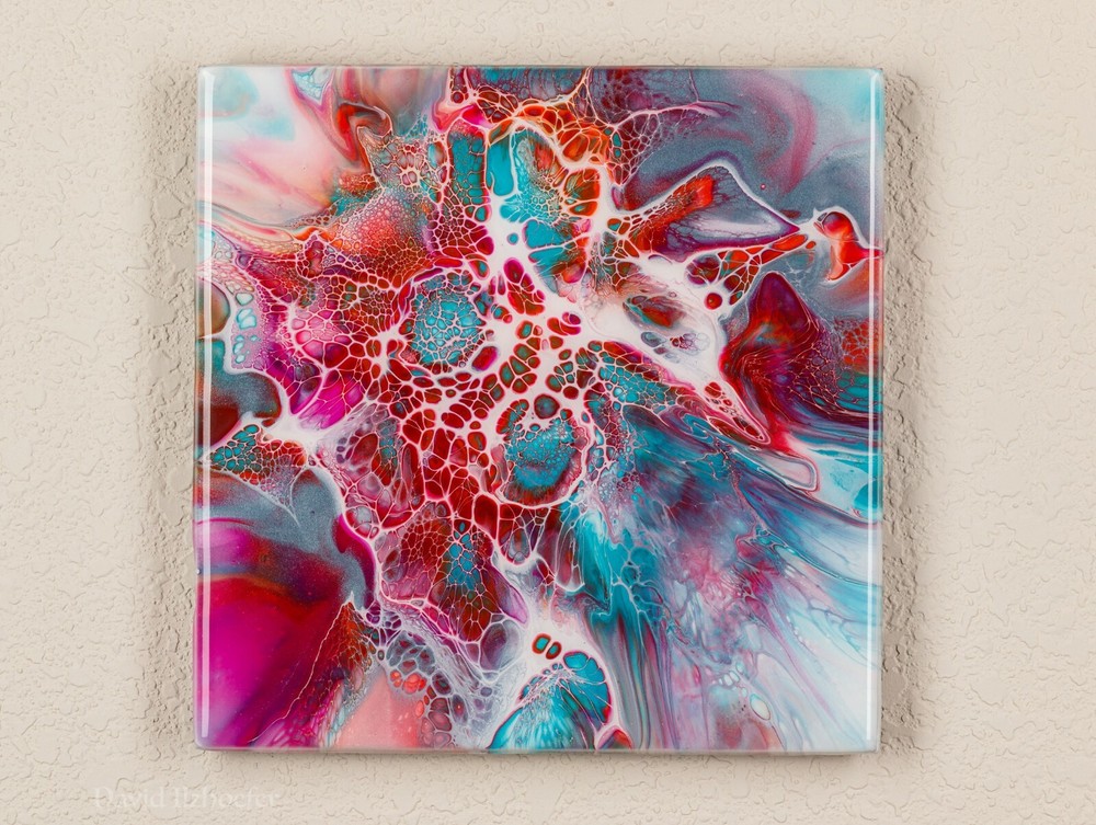 Abstract acrylic resin art on porcelain — unique gift idea-image