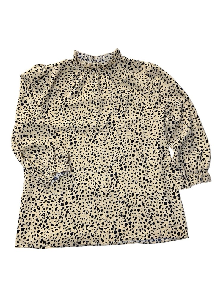 Women's Long Sleeve Angashion Leopard Print Blouse Large