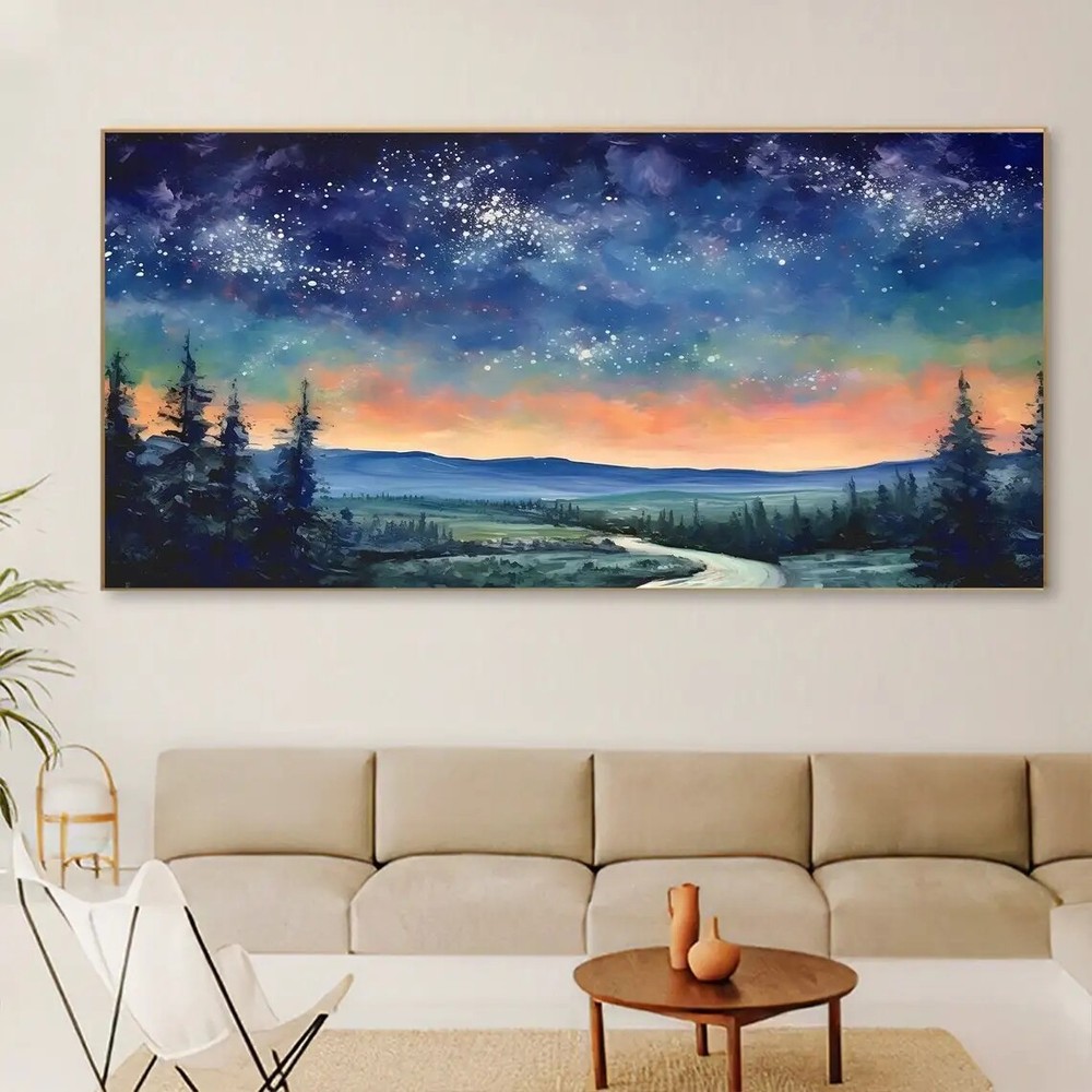 Starry Sky Oil Painting On Canvas Fantasy Art Abstract Colorful Home Decor