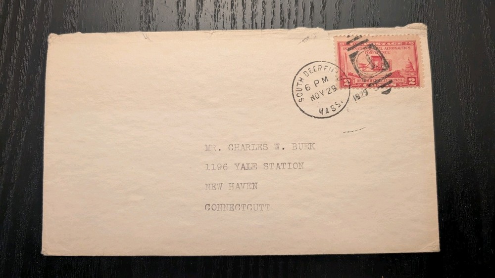 USA 1929 COVER Massachusetts to Yale New Haven Connecticut Envelope Collection