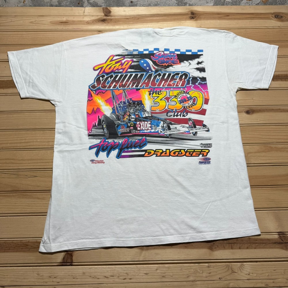 Vintage Winston Racing Tony Schumacher Autograph Top Fuel Dragster Shirt - Large