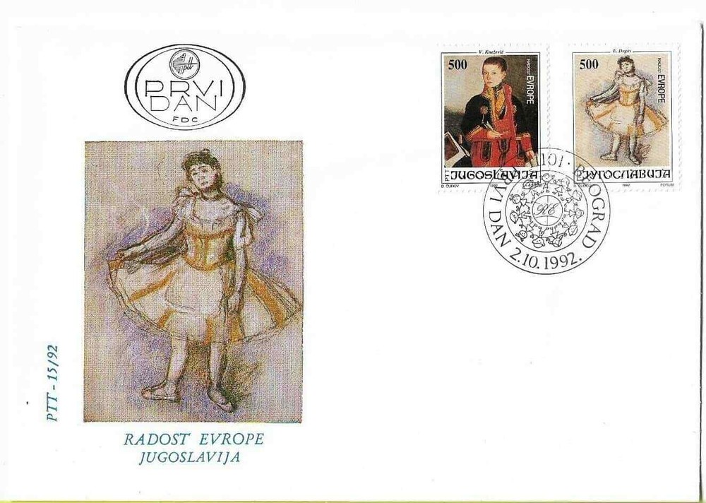 FDC 1992 Joy of Europe Yugoslavia Vintage Stamps Postal History