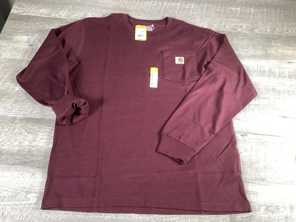 Carhartt Loose Fit Pocket T Shirt Burgundy Long Sleeve Men’s Size M  Casual NWT
