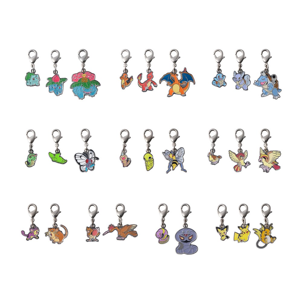 New Pokemon Metal Charm Keychains Japanese Mewtwo Mew Charizard Greninja Eevee