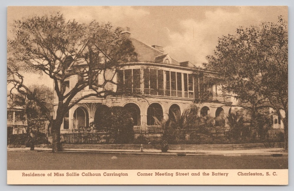 Charleston SC Miss Sallie Calhoun Carrington Residence Meeting St Battery