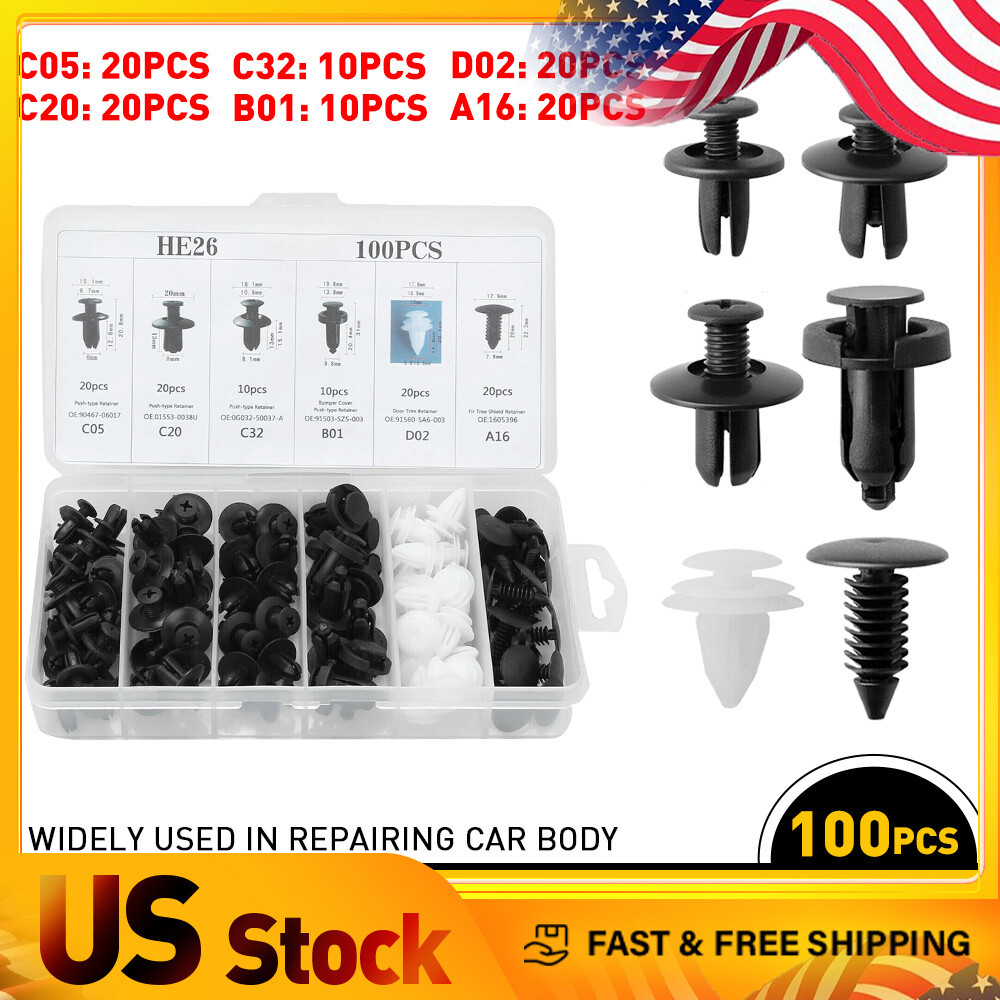 100 PCS Bumper Fender Moulding Side Garnish Clip Grille Retainer of C05 6mm Hole