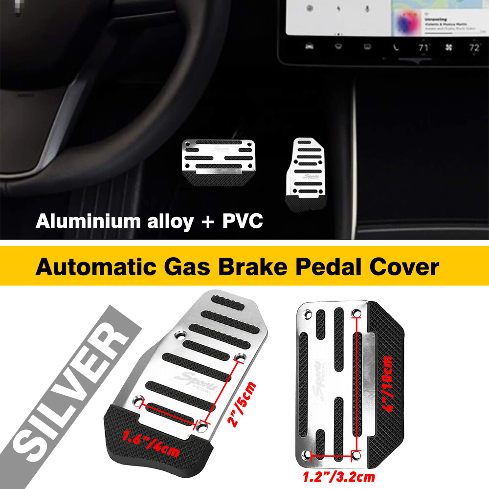 Silver Car Non-Slip Automatic Gas Brake Foot Pad Pedal Cover Accessories