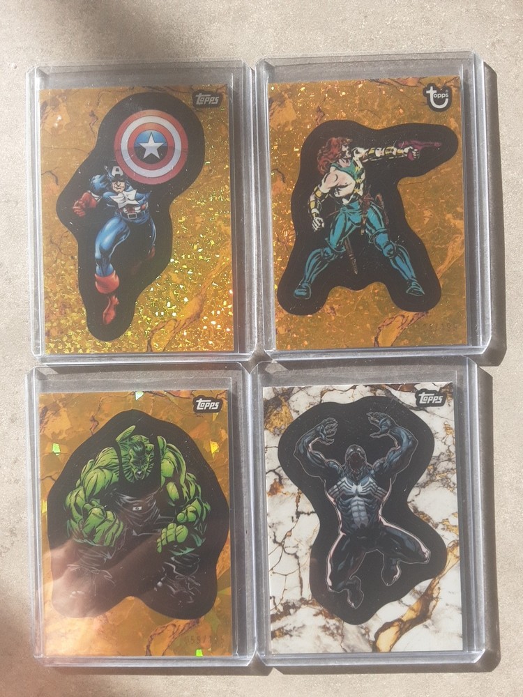2025 Marvel Comic Heroes 75 Captain America Gold Speckle Refractor /199 & Venom