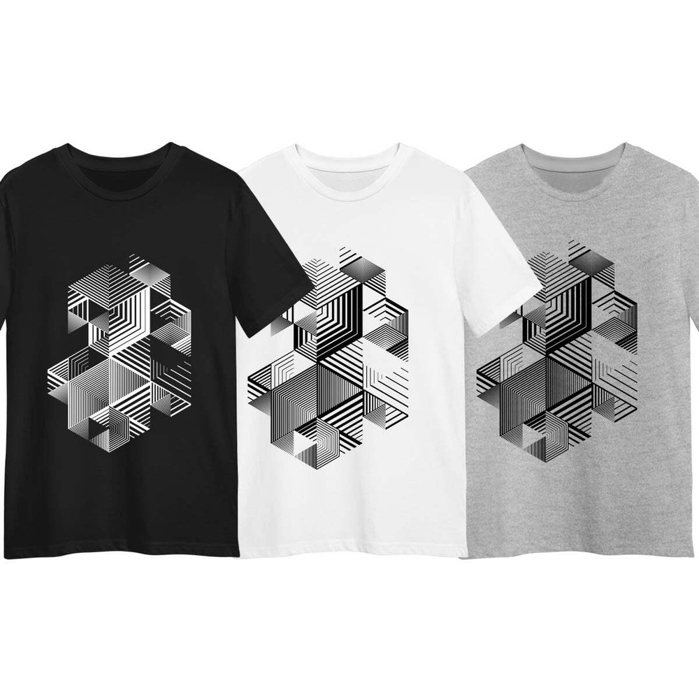 Abstract 3D Linear Striped T-Shirt Retro Style Graphic Design Tee Two-image