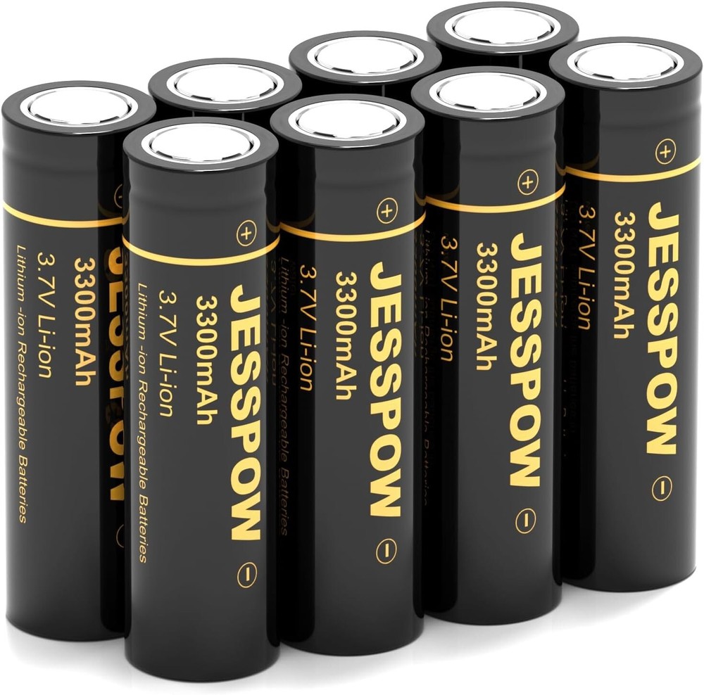 Long-Lasting 3.7V Li-ion Flat Top Batteries for Flashlights & RC Cars – 8 Pack