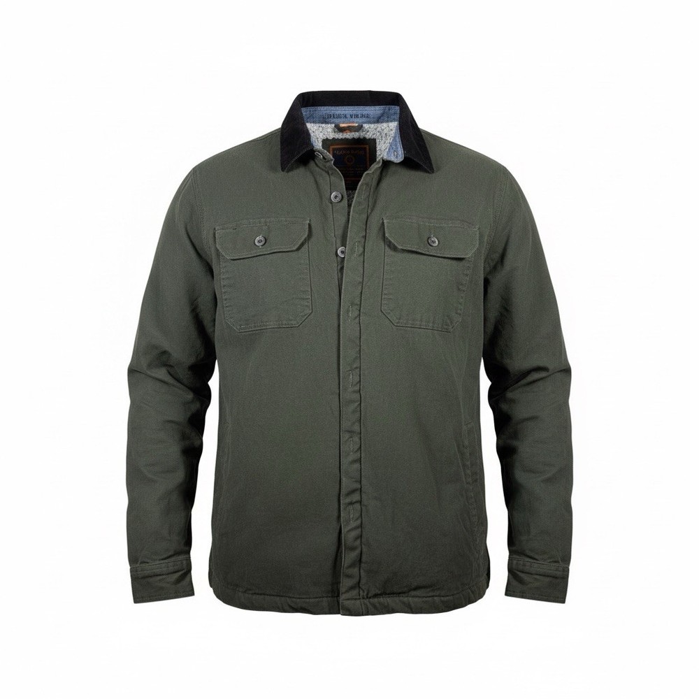 Tailor Vintage Jacket Mens XL Green Sherpa Lined Button Front Corduroy Collar