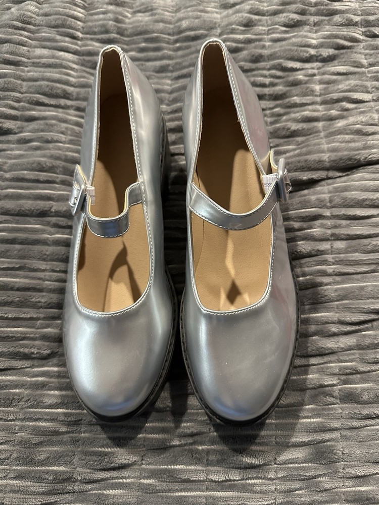 Silver Women’s Mary Jane With Small Heel