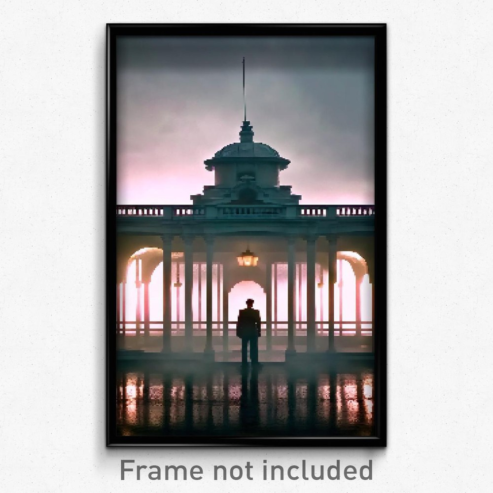 8 Bit Psychedelic Pixel Art Poster - Dreary Belvedere Trippy Video Game Print