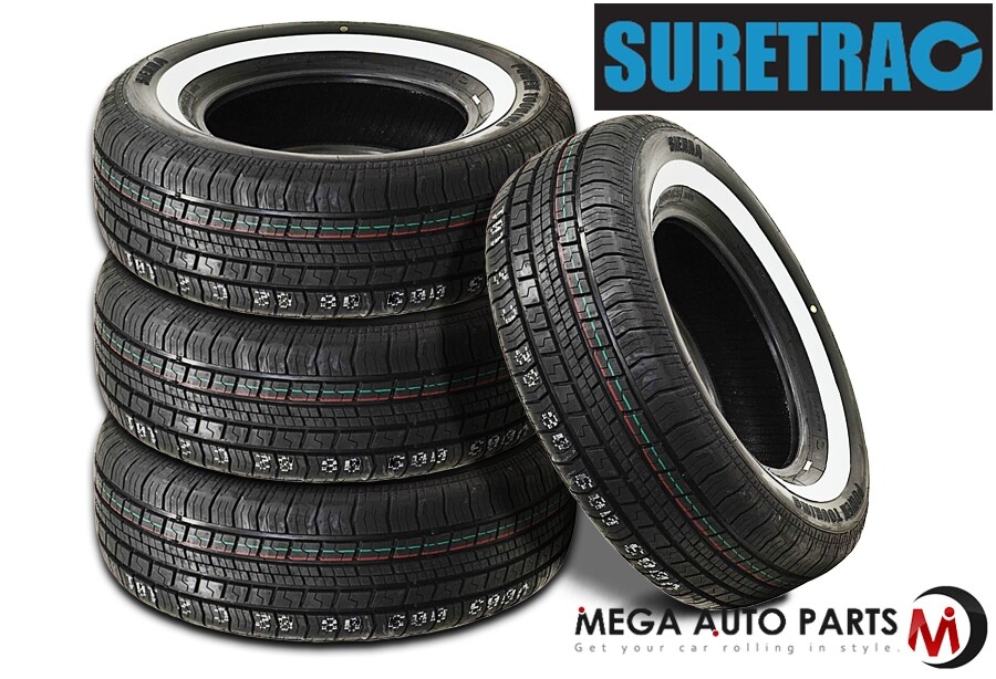 4 New Suretrac Power Touring W/W White Side Wall P 225/60R16 97S All Season Tire