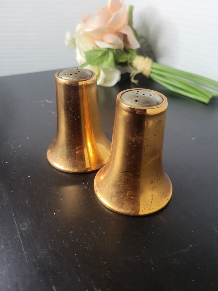 Vintage Copper Salt And Pepper Shakers