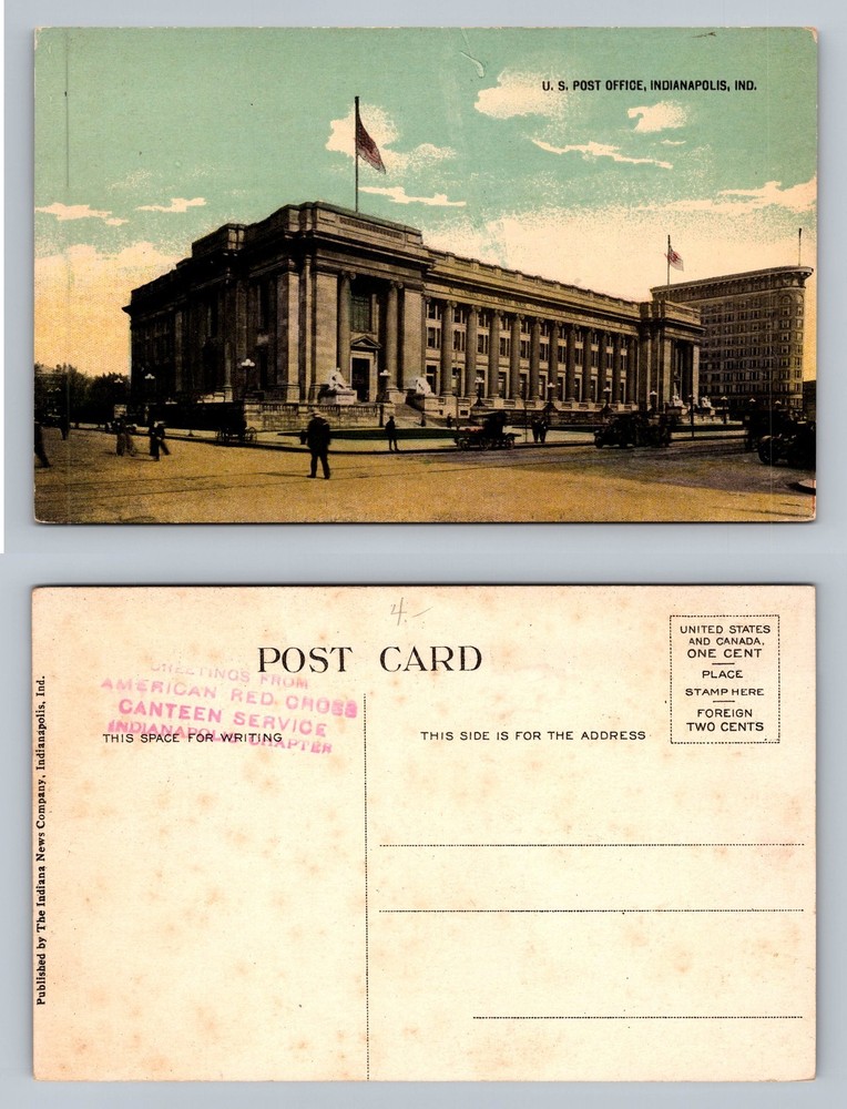 Indianapolis, IN-Indiana, U.S. Post Office Government View Vintage Postcard
