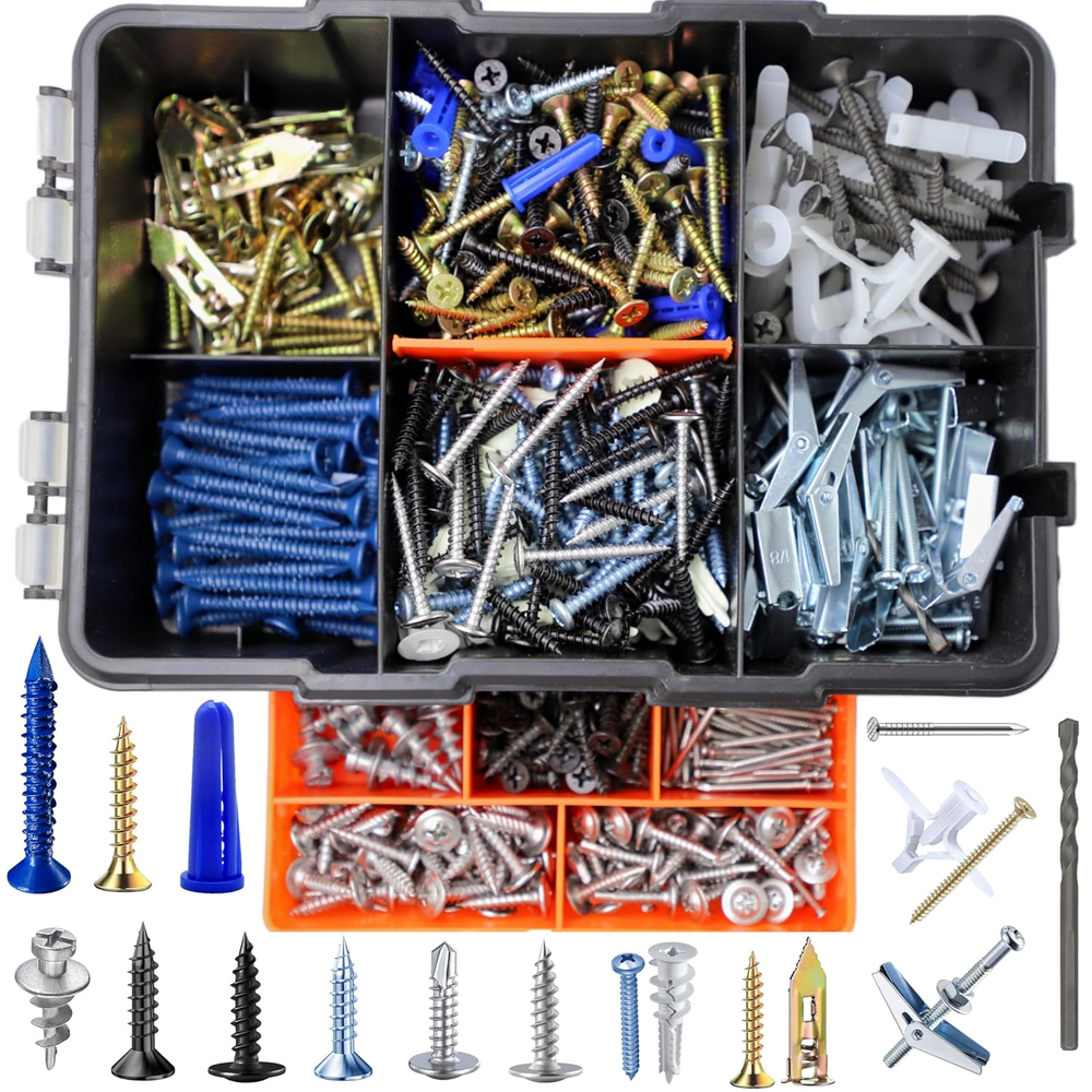 Wenselon 616-Piece Drywall Anchor Kit for Cement Hollow Wood Walls