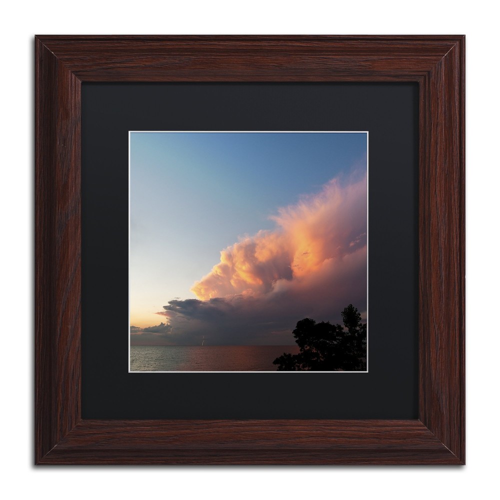 Distant Lightning at Sunset Art by Kurt Shaffer - 11x11 Wood Framed Wall Decor