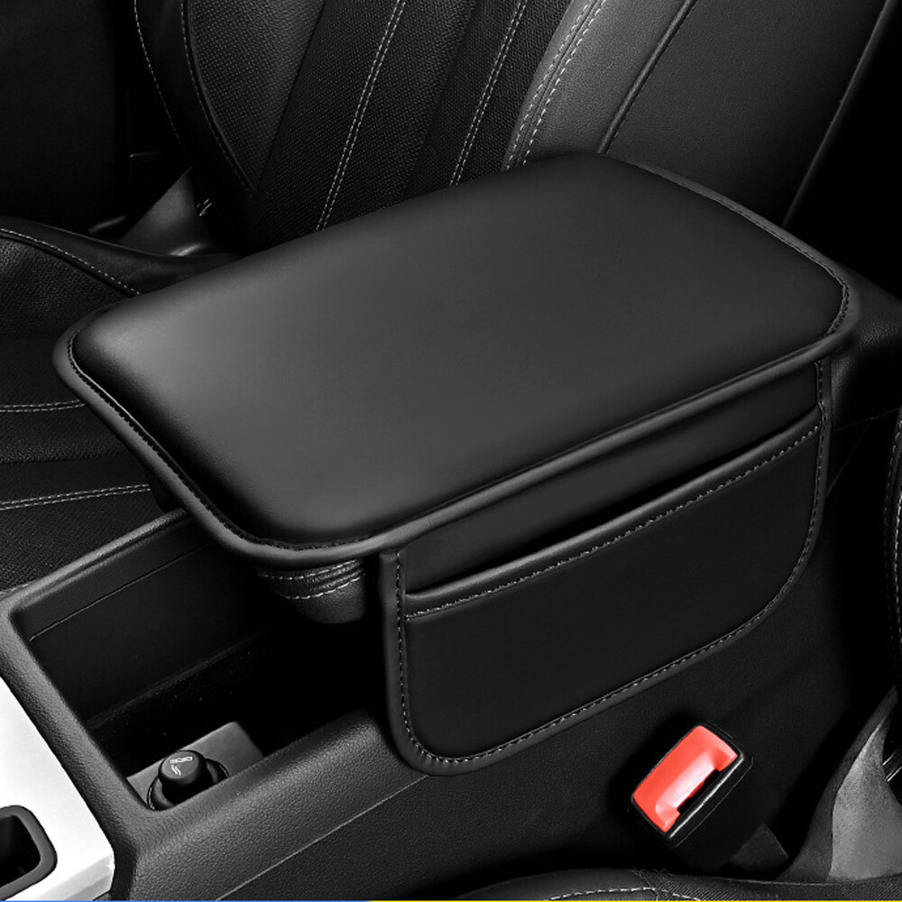 Car Seat Armrests Cushion Protector Cover Storage Pad Black Interior Accessories