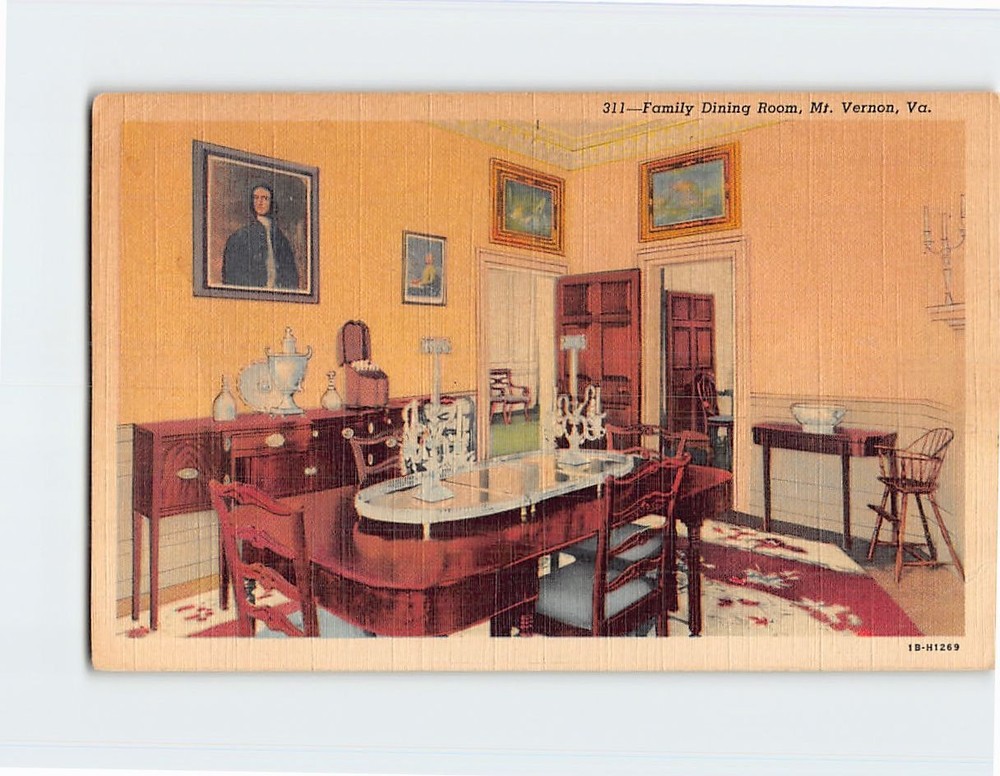 Postcard Family Dining Room Mt. Vernon Virginia USA