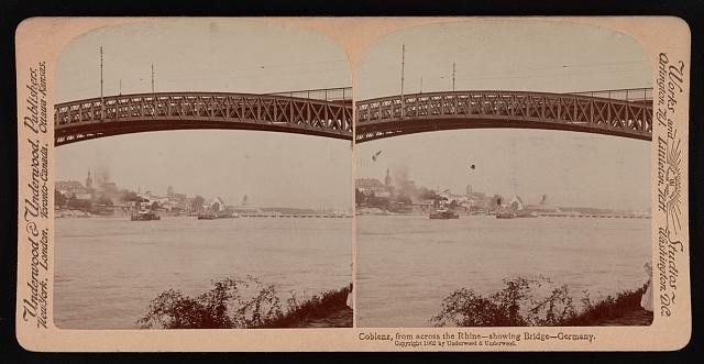 Photo:Coblenz Germany 1902 Rhine Bridge River View Stereoview