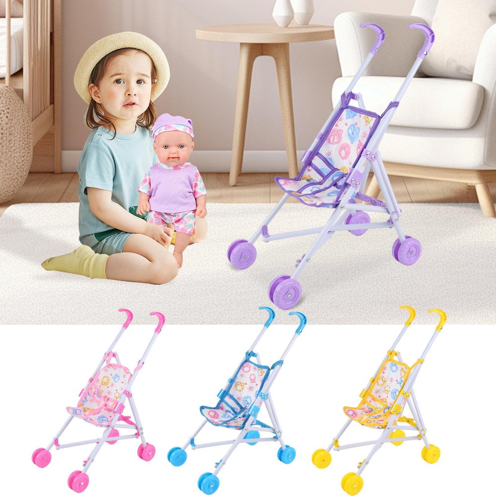 Doll Stroller Dolls Accessories Pram Toys Pretend Play Toys With T-Shaped Belt