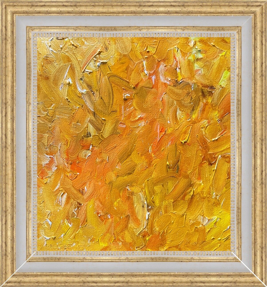 Yellow Abstract Art Framed Oil Painting Original Orange Abstraction Wall Art