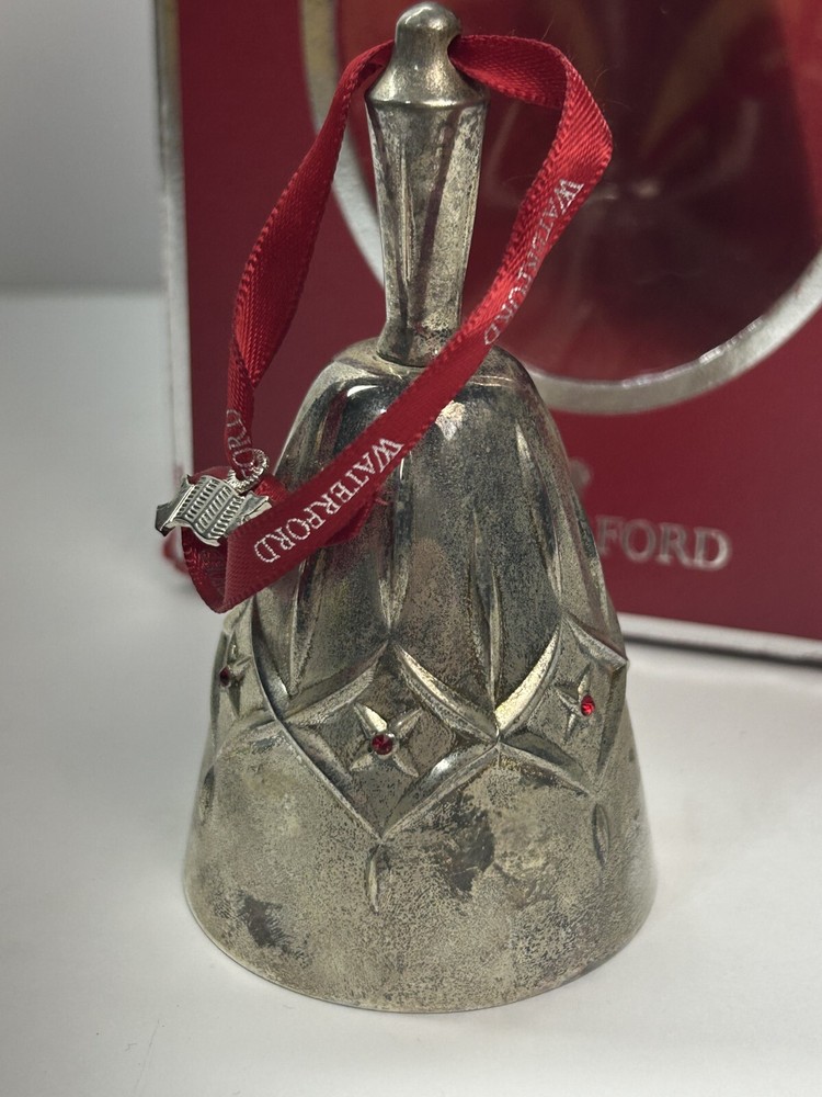2011 Waterford Lismore Silver Plate Bell Christmas Ornament with Jeweled Accent-image