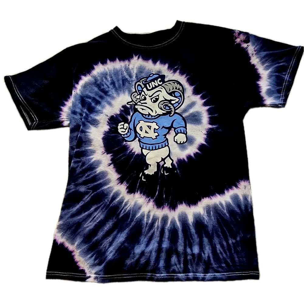 VTG 90's Mens M UNC Carolina Tar Heels RARE Rameses Ram Tie Dye T-Shirt Pro Edge