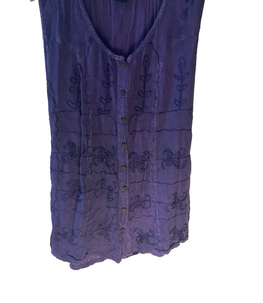 Vtg Y2K Angel Touch Purple Top Women M Embroidered Floral Whimsigoth Artsy